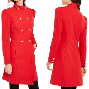 Inc Internatinal Concepts ᴍɪʟɪᴛᴀʀʏ ɢᴏʟᴅ ʙᴜᴛᴛᴏɴ ᴄᴏᴀᴛ ɪɴ ʙʀɪɢʜᴛ ʀᴇᴅ M